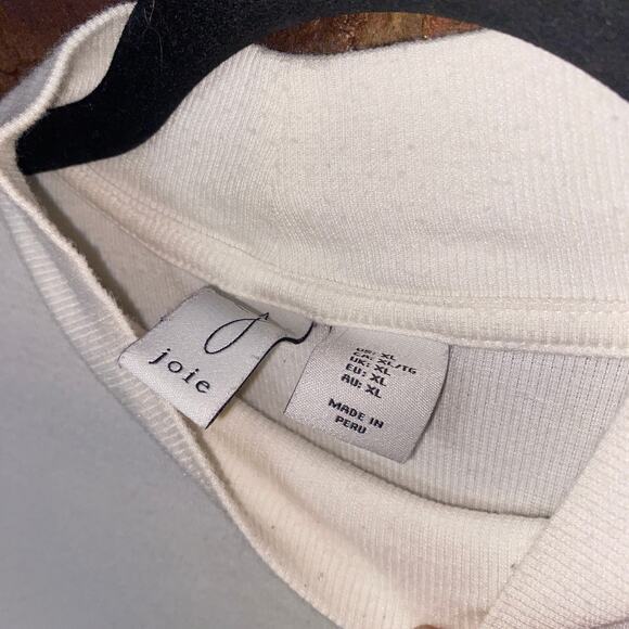 Joie White Knit Short Sleeve Mock Neck Lightweight Knit Top Women's Size XL - Picture 4 of 7